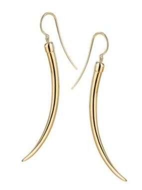 Shaun Leane 18k Yellow Goldplated Sterling Silver Crescent Moon Earrings 4" New